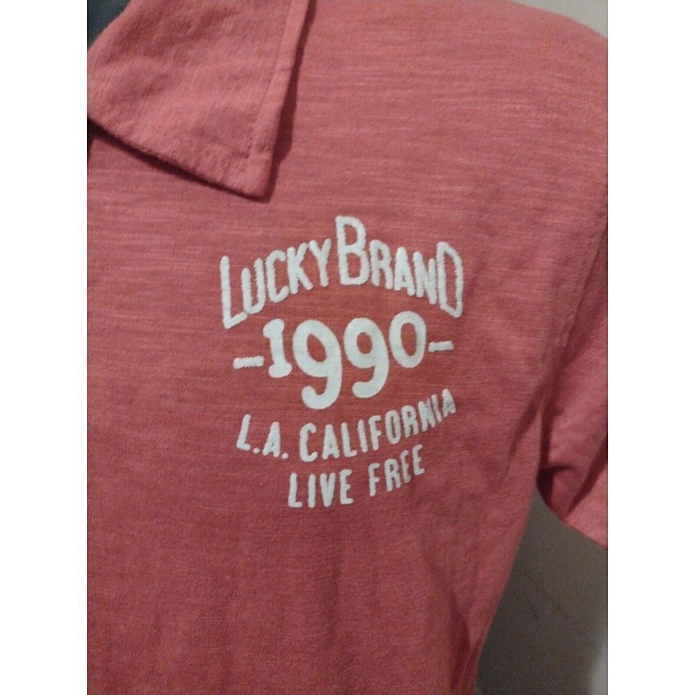 NWT Women's Lucky Brand 1990 L.A. California Live Free Polo Shirt Size XL Red - Picture 2 of 11